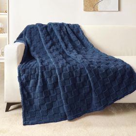 Fleece Throw Blanket for Couch,Super Soft and Warm Lightweight Checkered Pattern Blankets for All Seasons, 50x60 Inches